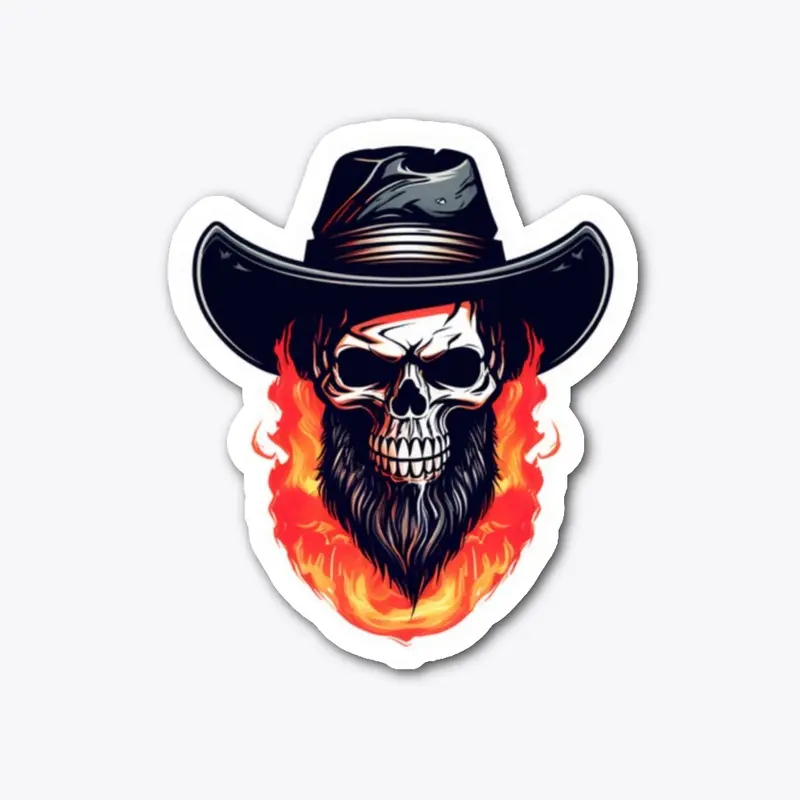 skull face Bone Beard Cowboy