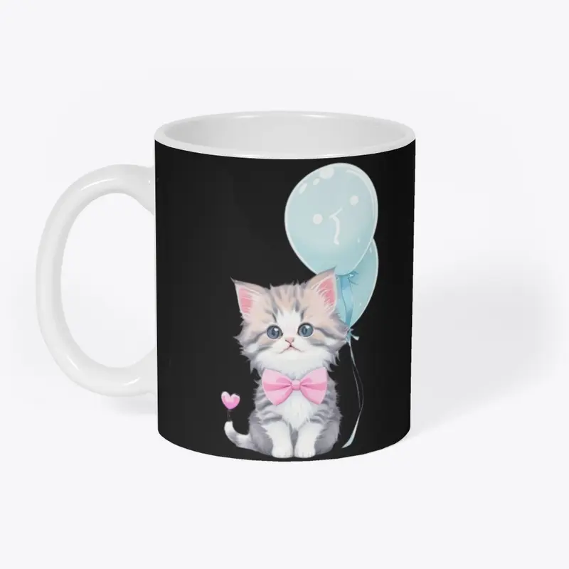 cute cat gift separate with ballon