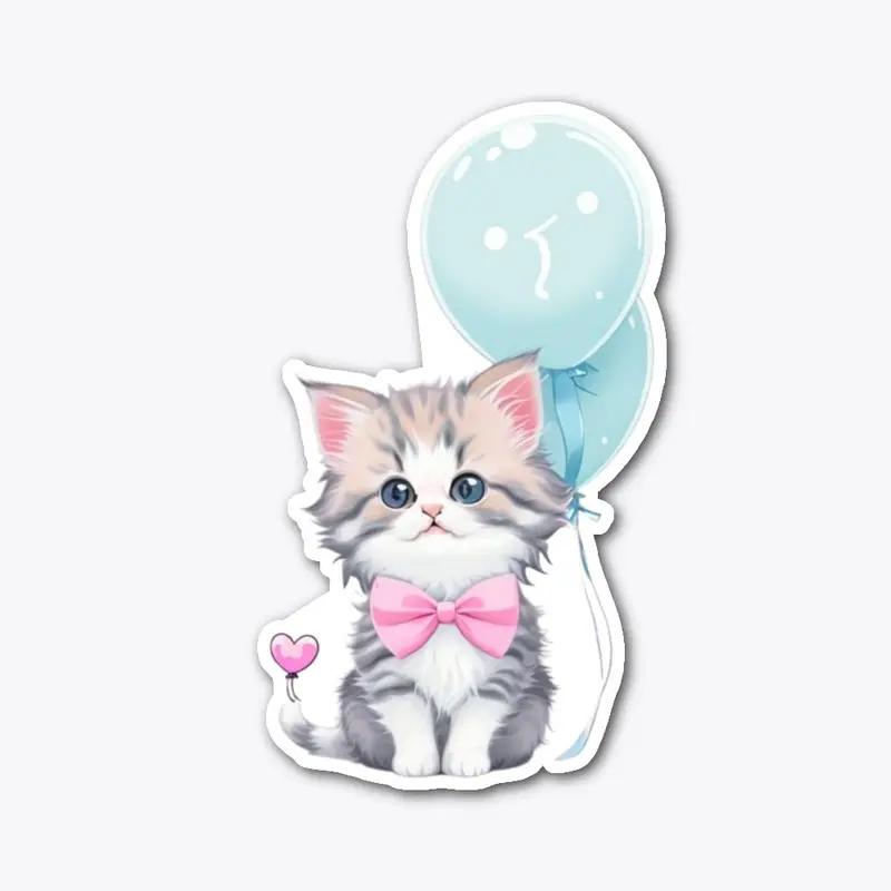 cute cat gift separate with ballon